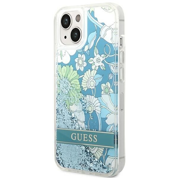 GUESS case for IPHONE 13 / 14 / 15 GUHCP14SLFLSN (Flower Liquid Glitter) green