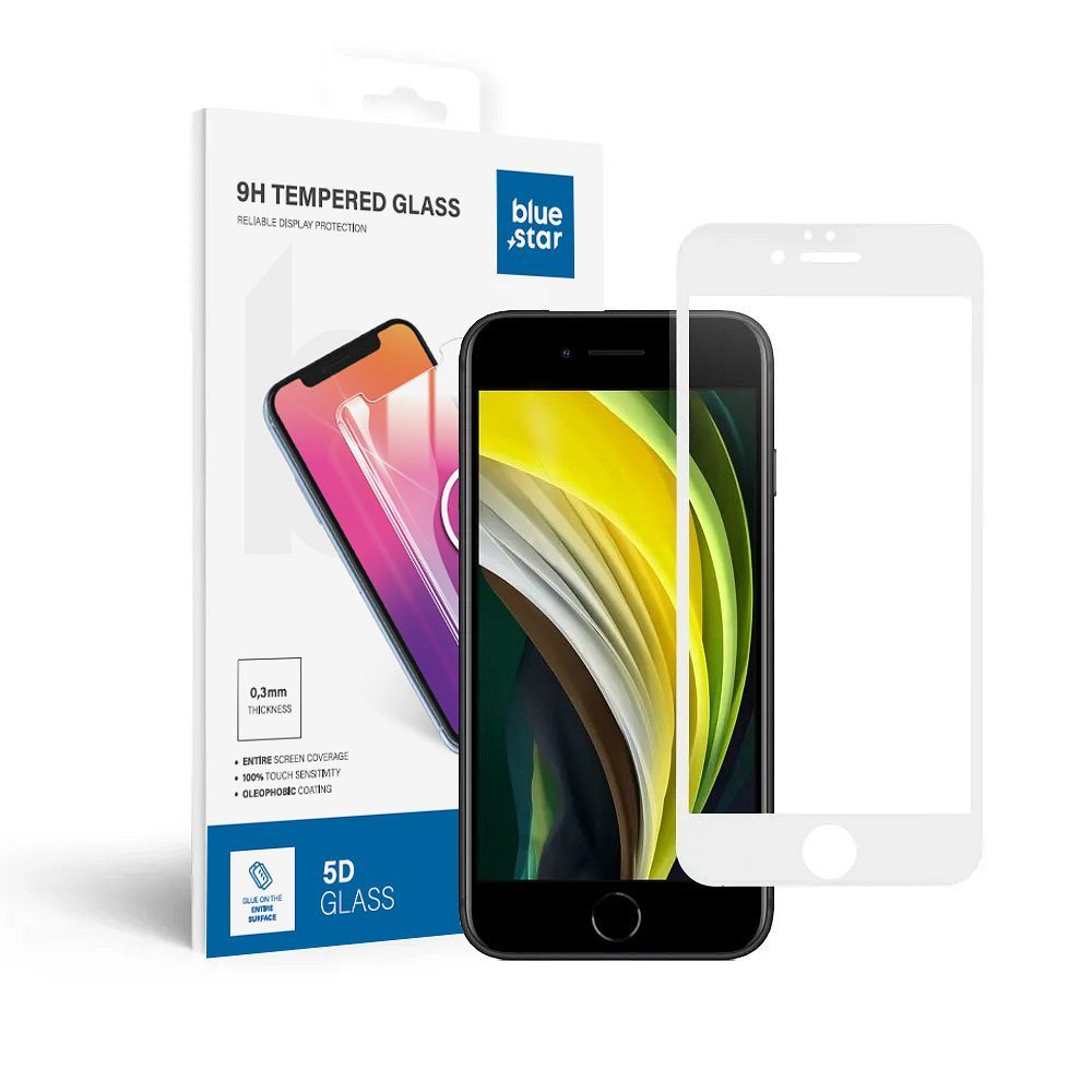 8b056cbc330aa128177cf65a5e433d38 Tempered Glass Blue Star - APP IPHONE 6 5D Full Cover white tempered glass