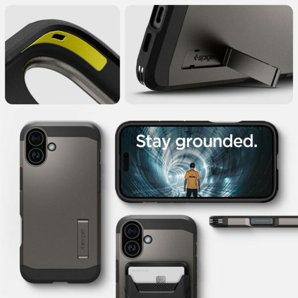 SPIGEN case TOUGH ARMOR MAG compatible with MagSafe for IPHONE 16 gunmetal