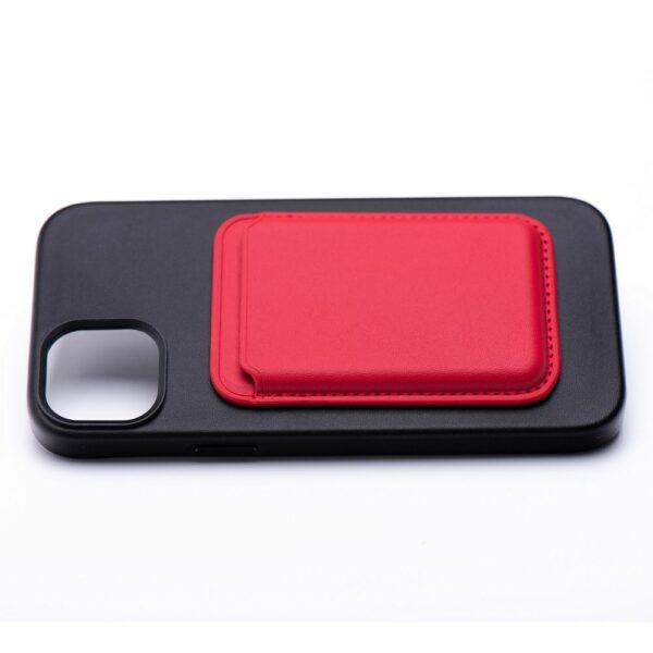 LEATHER MAG WALLET compatible with MagSafe red