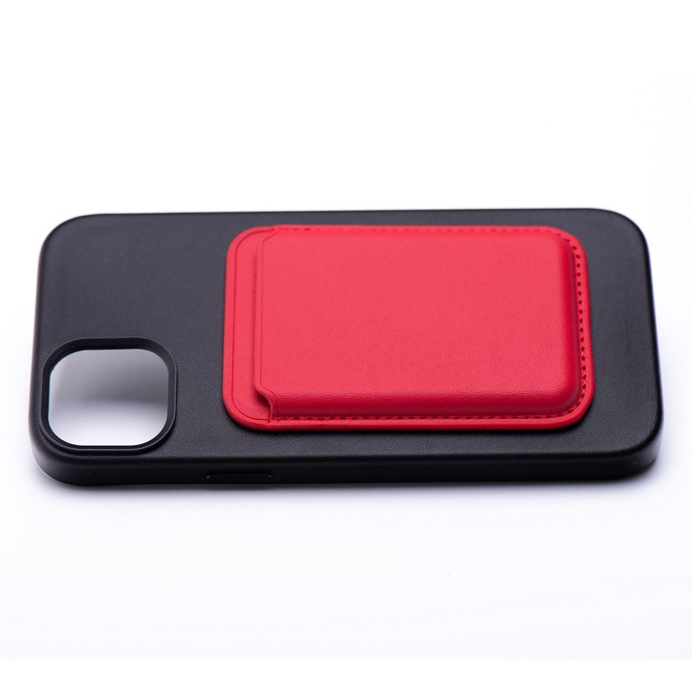 LEATHER MAG WALLET compatible with MagSafe red