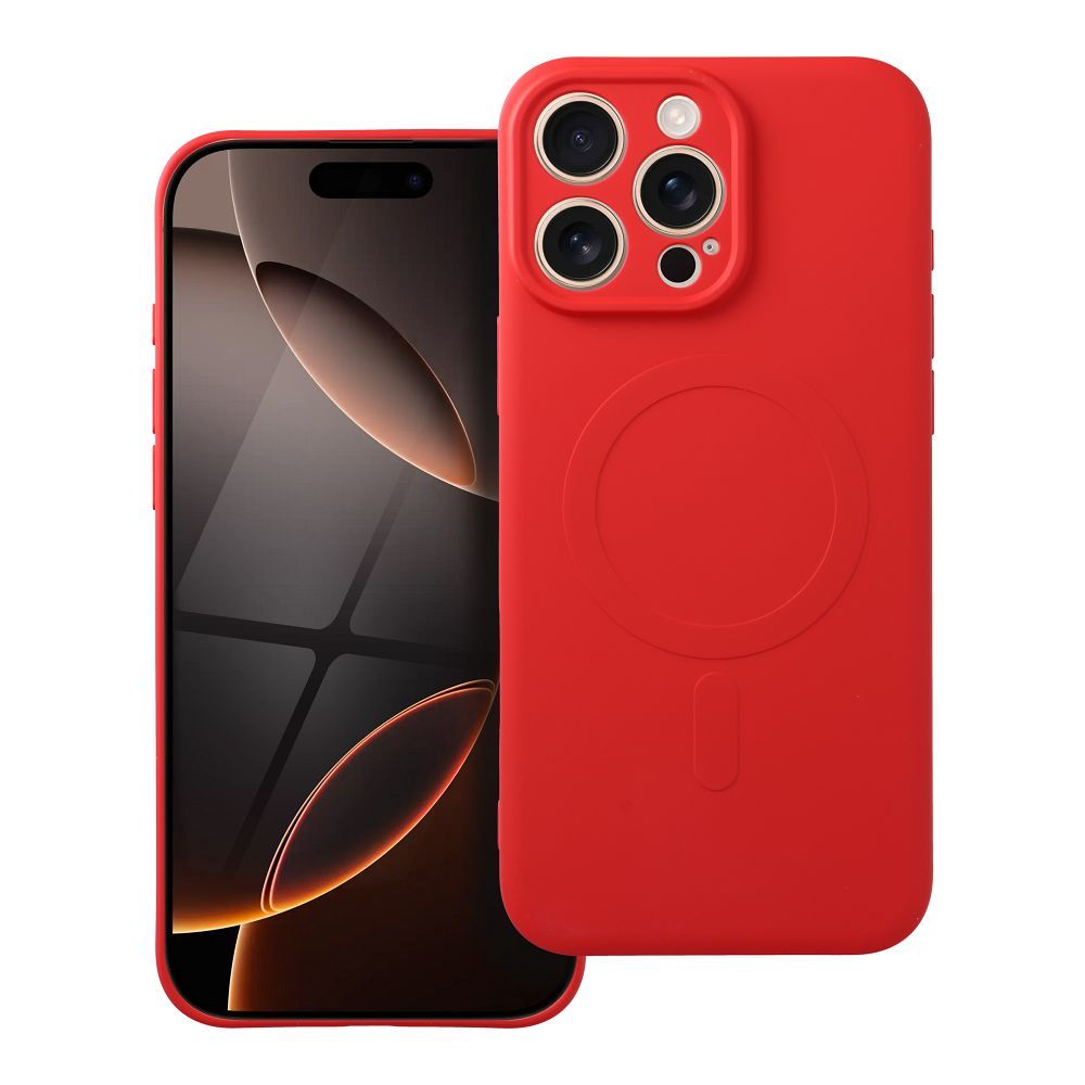 SILICONE MAG COVER case compatible with MagSafe for IPHONE 16 Pro Max red