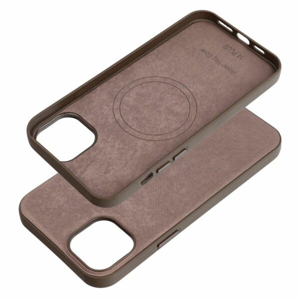 WOVEN MAG COVER case compatible with MagSafe for IPHONE 14 Plus light brown