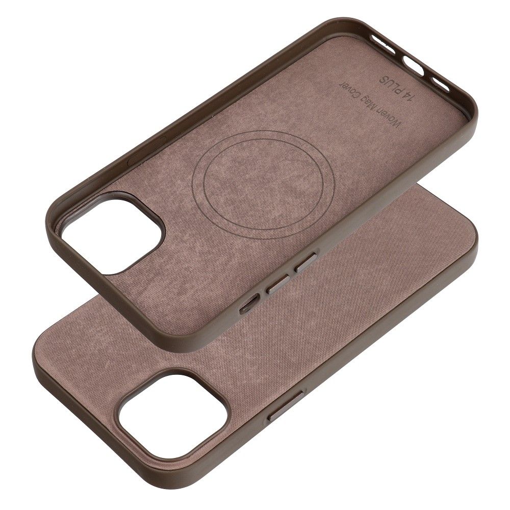 WOVEN MAG COVER case compatible with MagSafe for IPHONE 14 Plus light brown