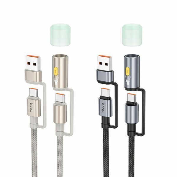 HOCO cable All-in-one USB A / Type C to Type C / LED Light 3A 60W U138 1,2 m black