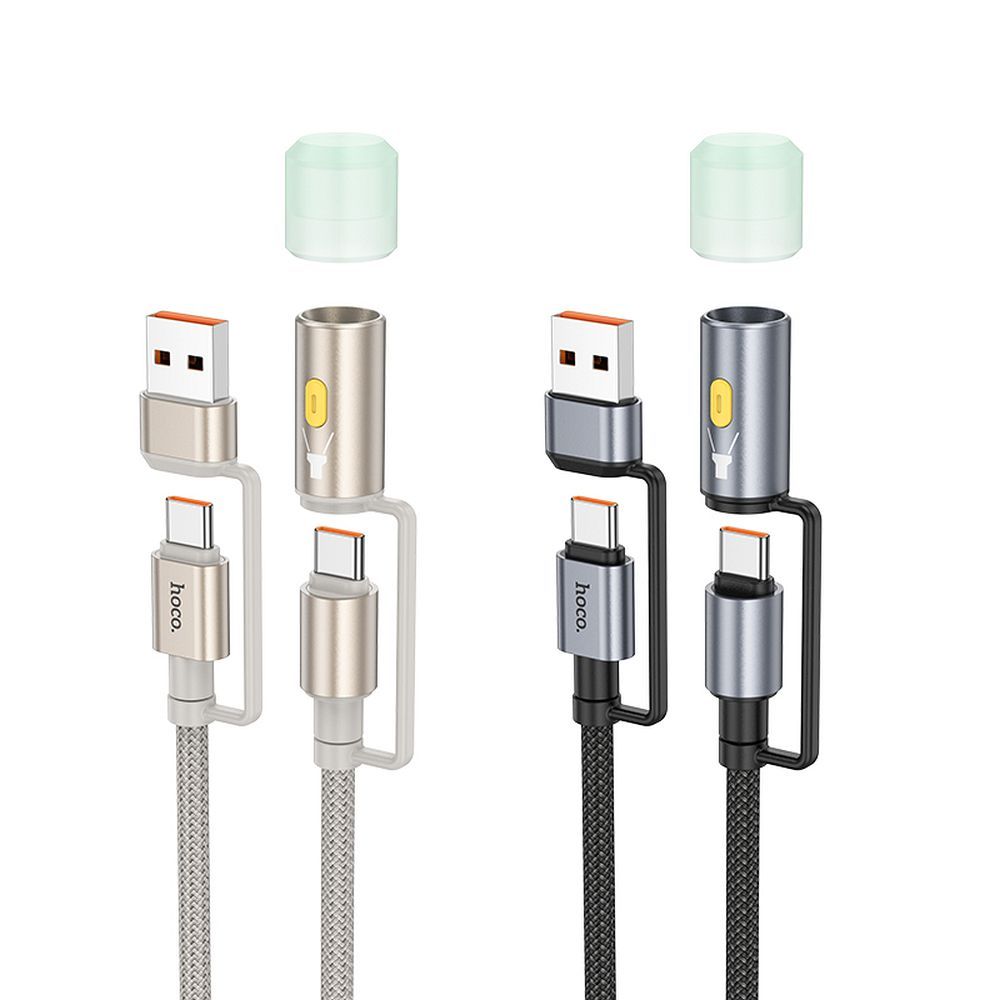 HOCO cable All-in-one USB A / Type C to Type C / LED Light 3A 60W U138 1,2 m black