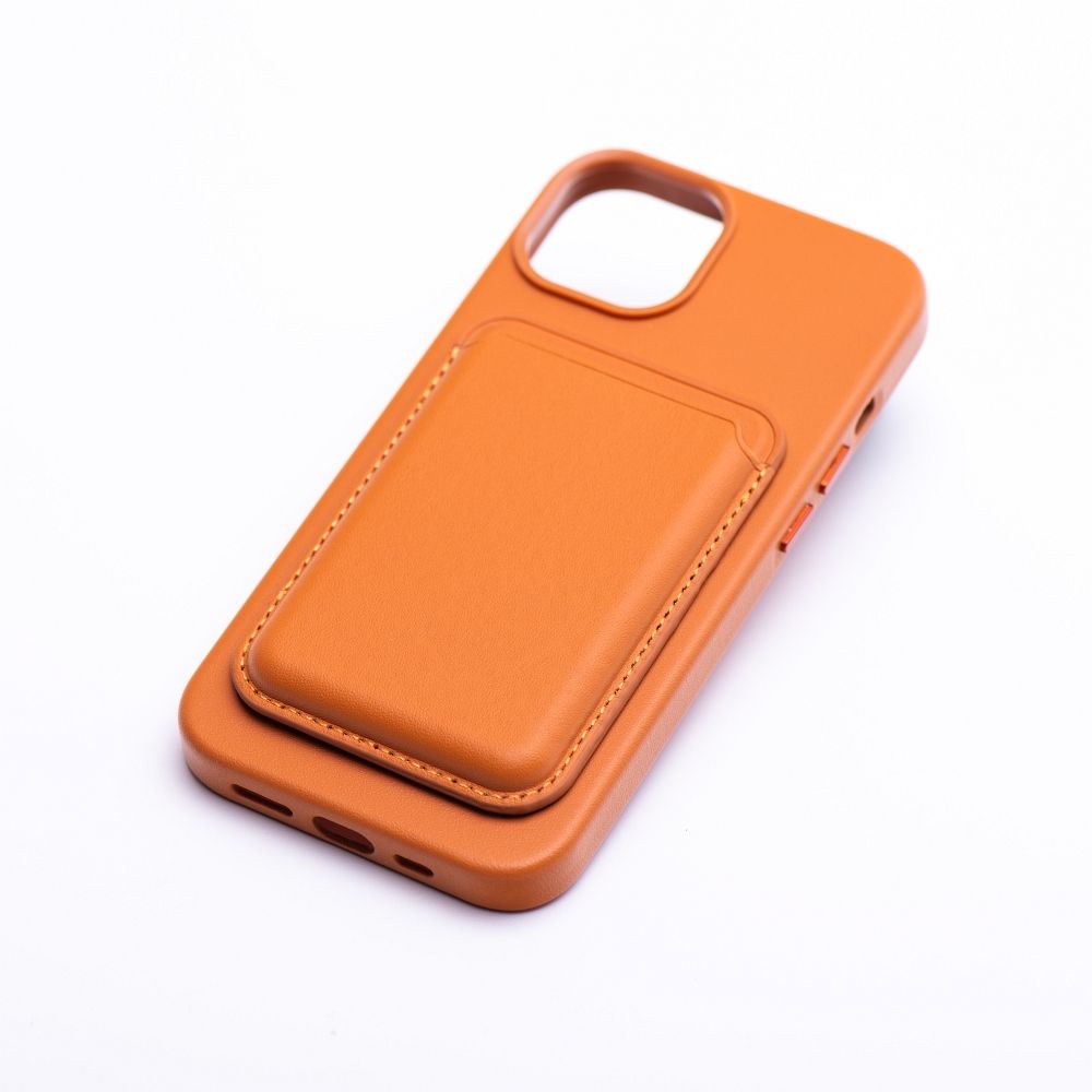 LEATHER MAG WALLET compatible with MagSafe orange