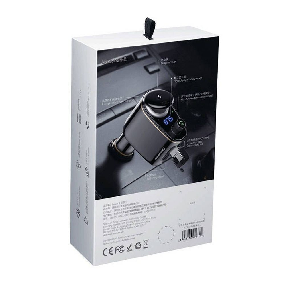 BASEUS car charger 2 x USB A + transmitter FM BT 3,4A S-06 CCHC000001 black