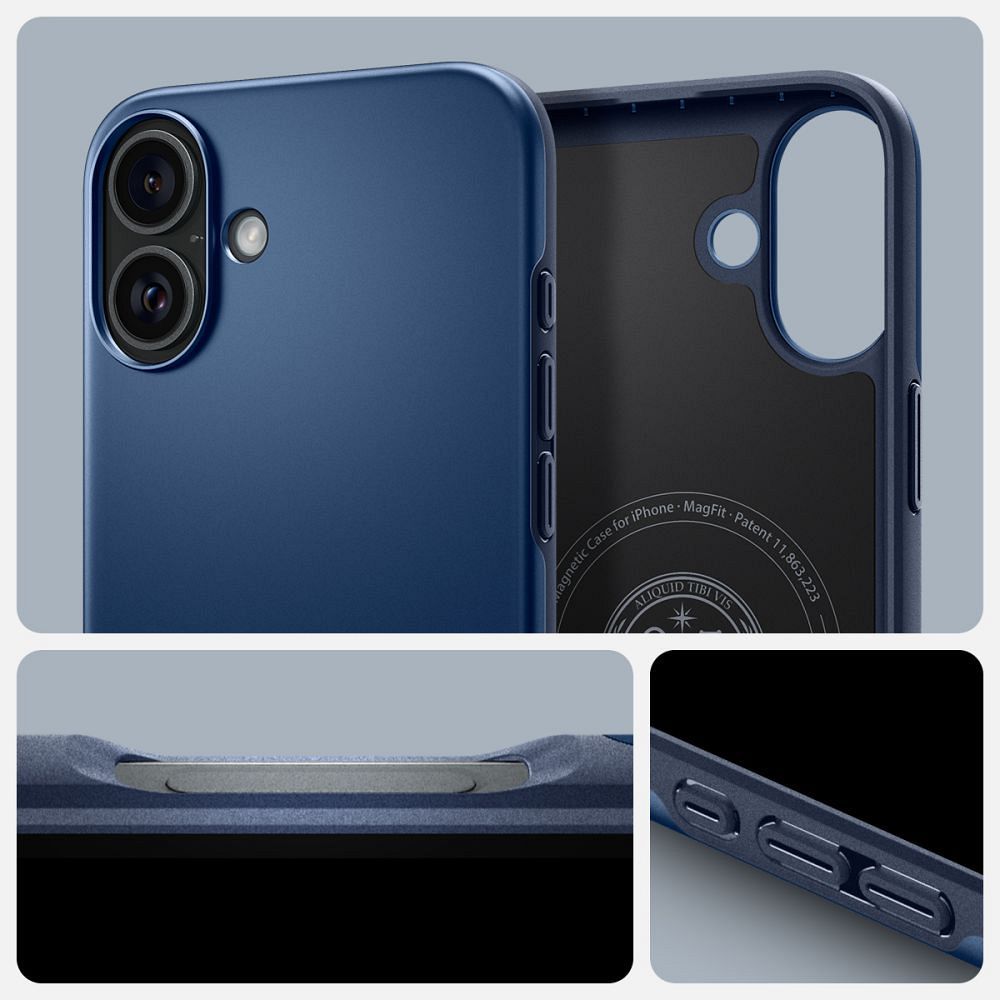 SPIGEN case THIN FIT MAG compatible with MagSafe for IPHONE 16 navy blue