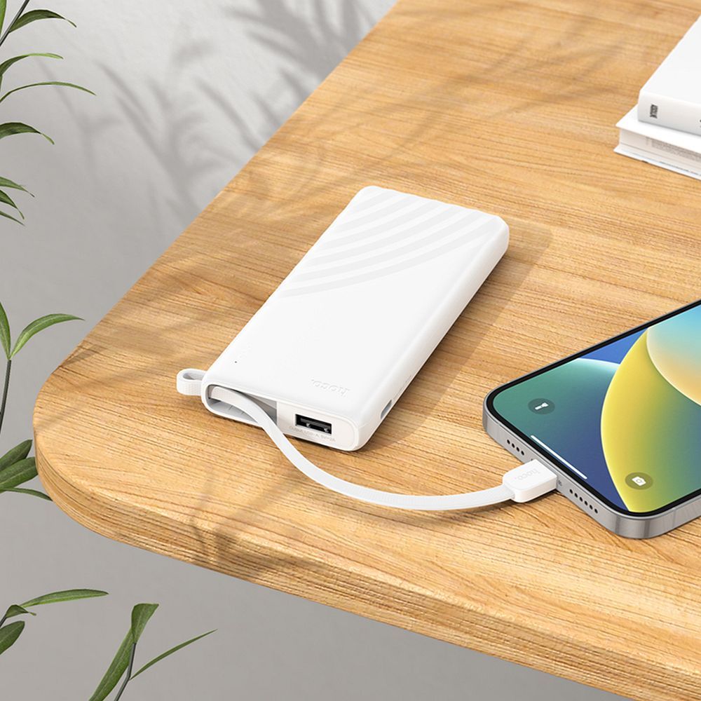 HOCO powerbank 5000 mAh with built-in cable Lightning 2A J129 white