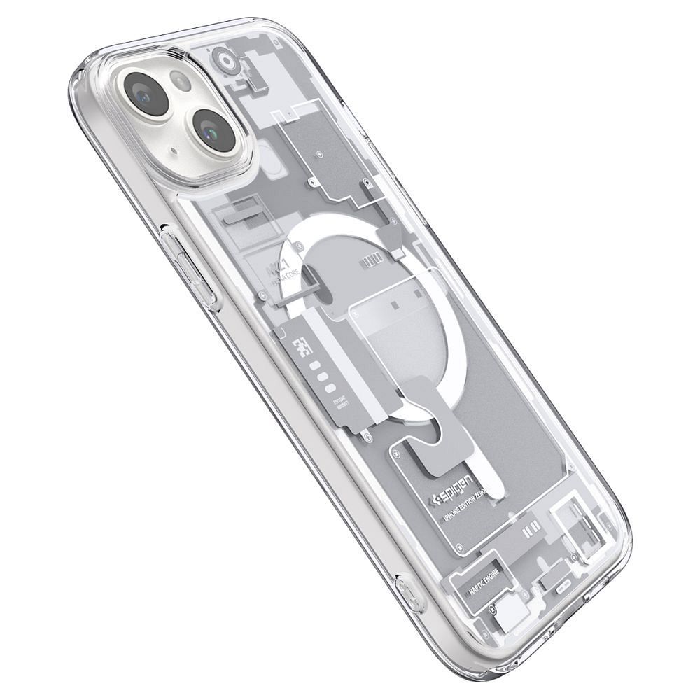 SPIGEN case ULTRA HYBRID MAG compatible with MagSafe for IPHONE 15 zero one white