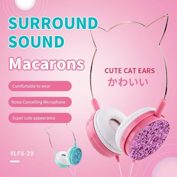 Wire headphones Jack 3,5 mm with microphone CAT EAR YLFS-22 gold