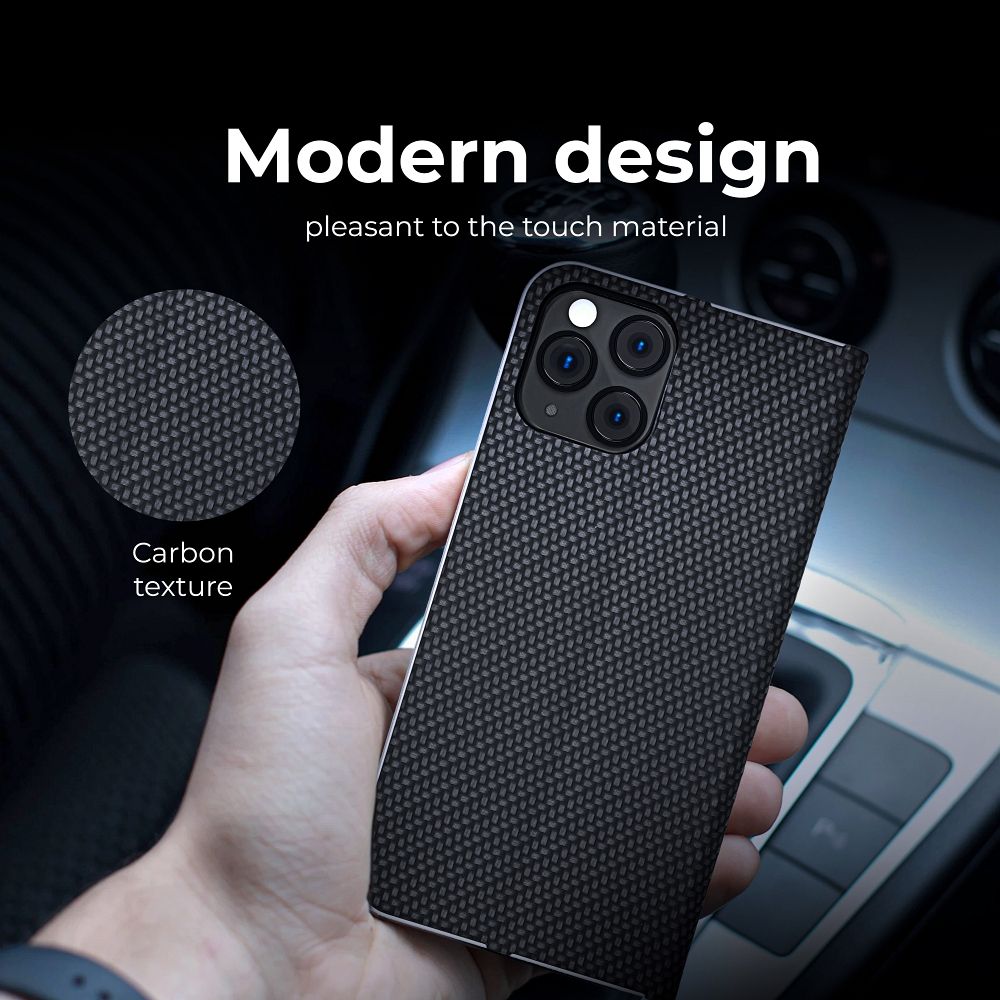 91e57d9352255534847feeaa3bc6234a LUNA Book Carbon for IPHONE 15 Pro black