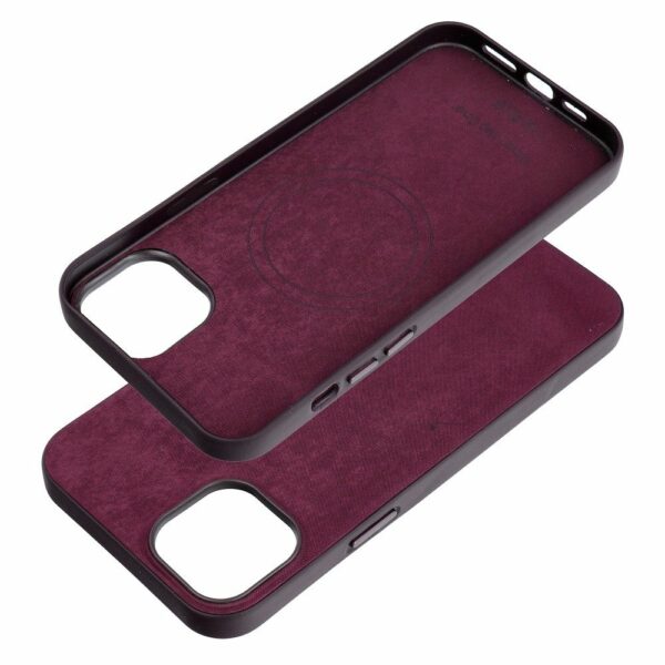 WOVEN MAG COVER case compatible with MagSafe for IPHONE 14 Plus burgundy