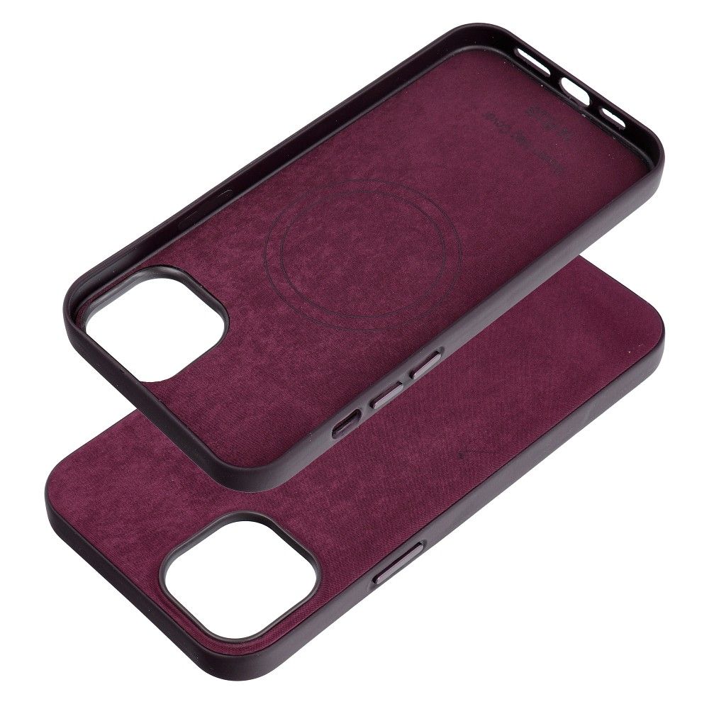 WOVEN MAG COVER case compatible with MagSafe for IPHONE 14 Plus burgundy