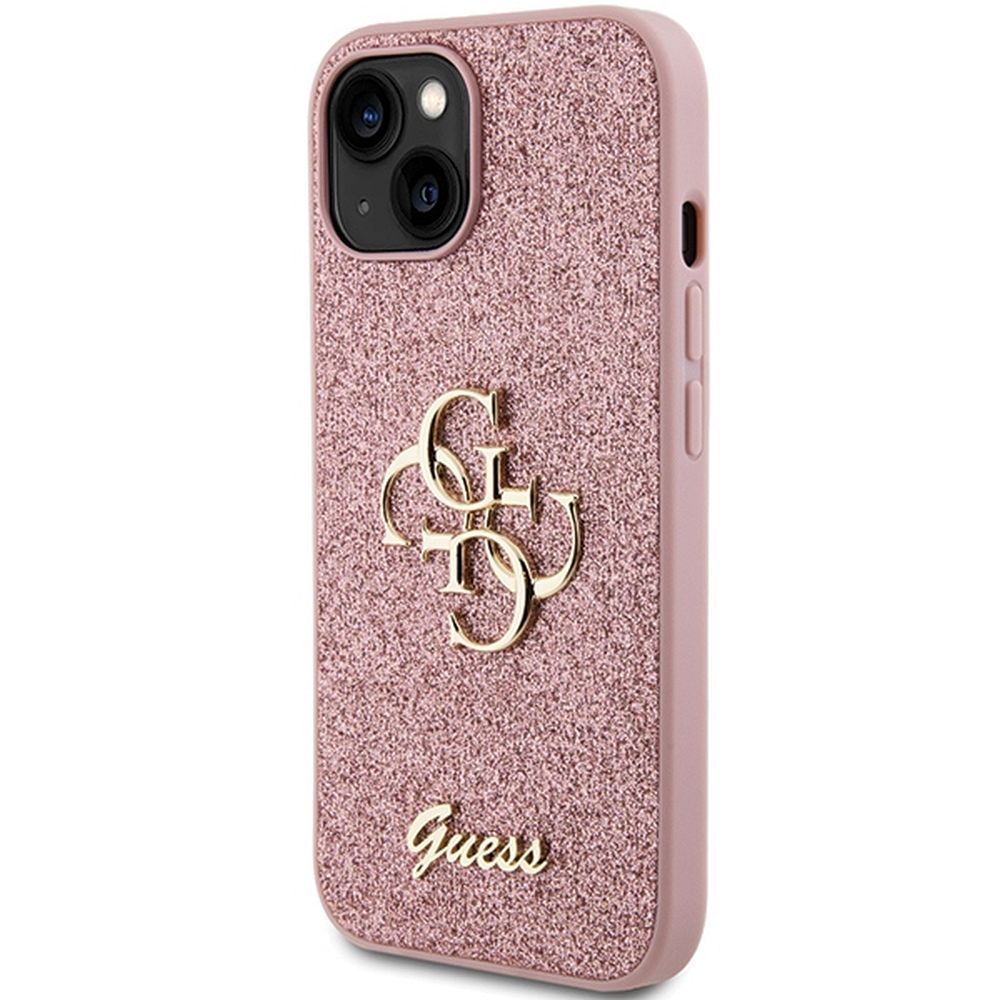 GUESS case for IPHONE 15 GUHCP15SHG4SGP (Fixed Glitter Big 4G) pink