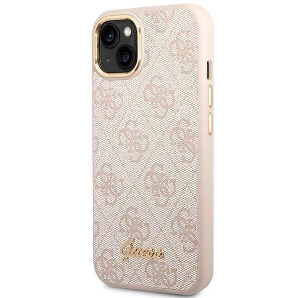 GUESS case for IPHONE 13 / 14 / 15 GUHCP14SHG4SHP (4G Vintage Gold Logo) pink