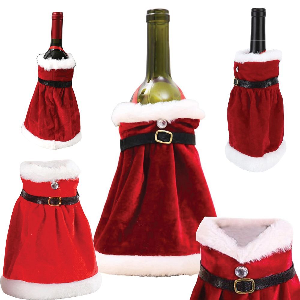 951bd8d28146f9e082a859c3737a9ae2 Christmas Bottle Cover "Christmas Dress" Pattern RC-K-301 Multicolor Bottle Decoration for the Holidays This charming bottle cover in the shape of a Christmas dress is a delightful way to decorate bottles during the Christmas season. Perfect for gifts, Christmas table decorations, or as a fun addition to bottles of drinks during holiday parties. Colorful, Festive Design The cover features a cheerful mix of red, green, and white, creating a joyful holiday atmosphere. It looks like a mini dress, giving the bottle a unique and decorative touch. Versatile Use Ideal for wine, champagne, juice, or any other bottles. A perfect way to transform an ordinary bottle into a festive holiday decoration. Great Gift Idea This bottle cover also makes a great gift idea – a decorated bottle becomes an original and special present for loved ones. ✅ Specifications: Model: RC-K-301 Pattern: Christmas dress Color: Multicolor (red, green, white) Use: Bottle decoration, gift, Christmas table ornament Material: Fabric ✨ Add a touch of holiday magic – beautiful bottle cover for your celebrations!
