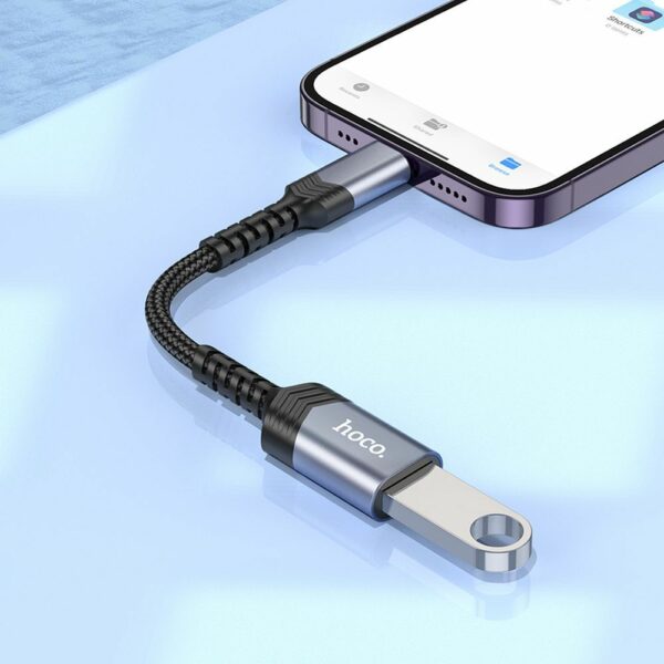 HOCO adapter iPhone Lightning 8-pin (male) to USB (female) 3.0 UA24 black