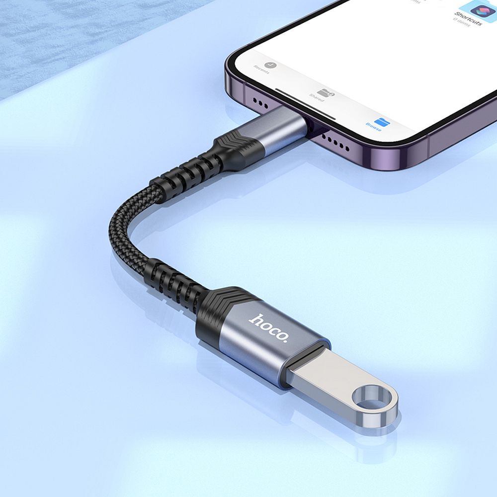 HOCO adapter iPhone Lightning 8-pin (male) to USB (female) 3.0 UA24 black
