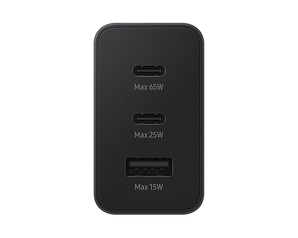 SAMSUNG original charger USB A + 2 x Typ C PD 3A 65W EP-T6530NBEGEU black blister