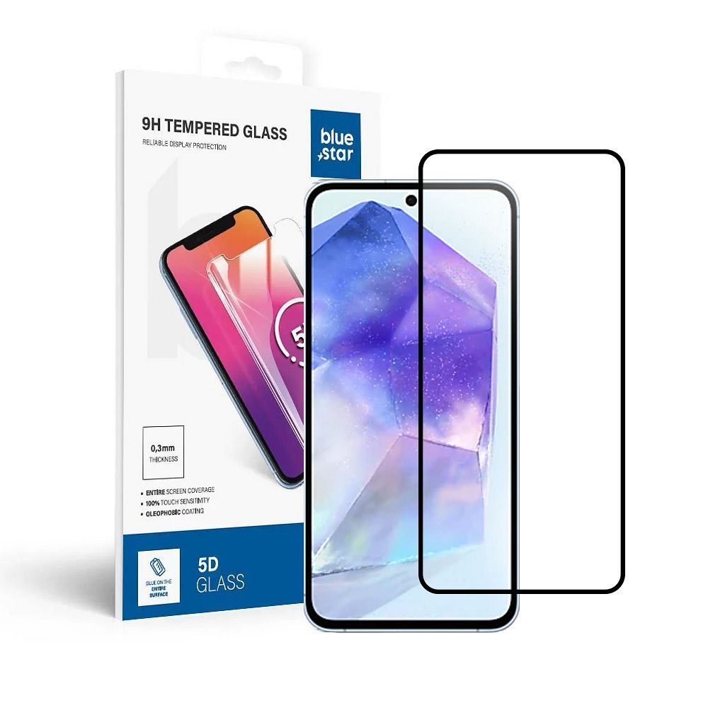 981b64785528b6b8fcdb43d275be7da4 Tempered Glass Blue Star - SAMSUNG A55 5G Full Face (full glue with frame/small size) - black Tempered Glass