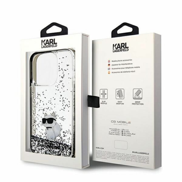 KARL LAGERFELD case for IPHONE 14 Pro KLHCP14LLKCNSK (Liquid Glitter C) transparent