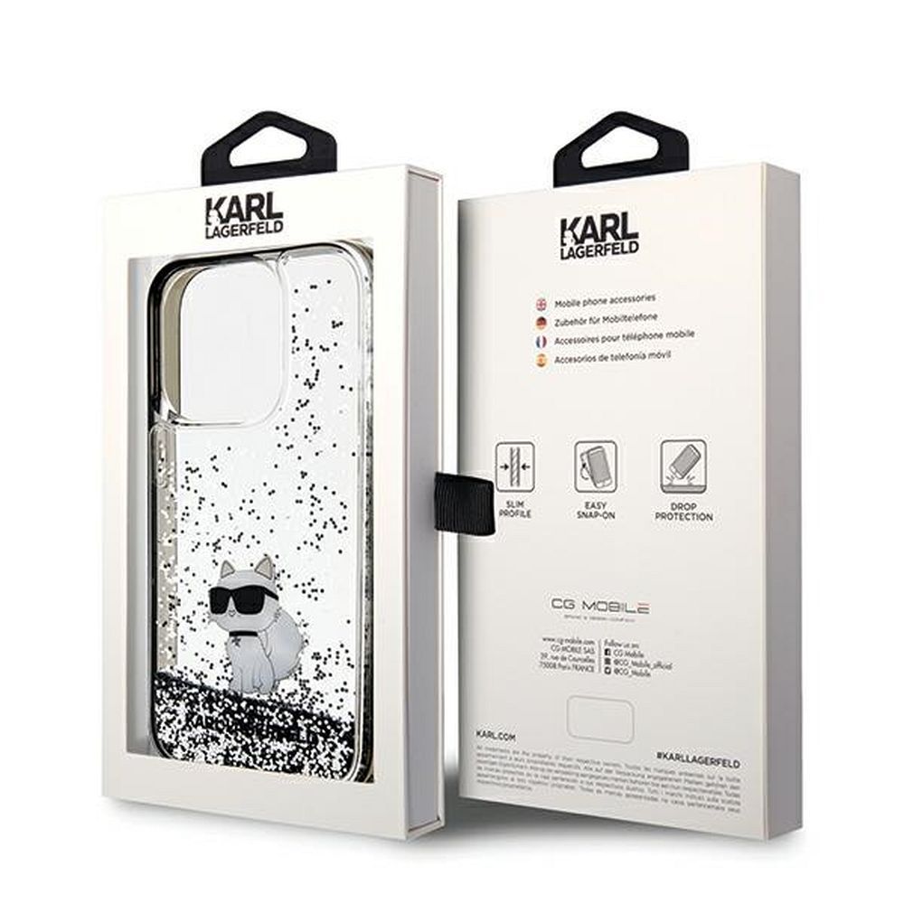 KARL LAGERFELD case for IPHONE 14 Pro KLHCP14LLKCNSK (Liquid Glitter C) transparent