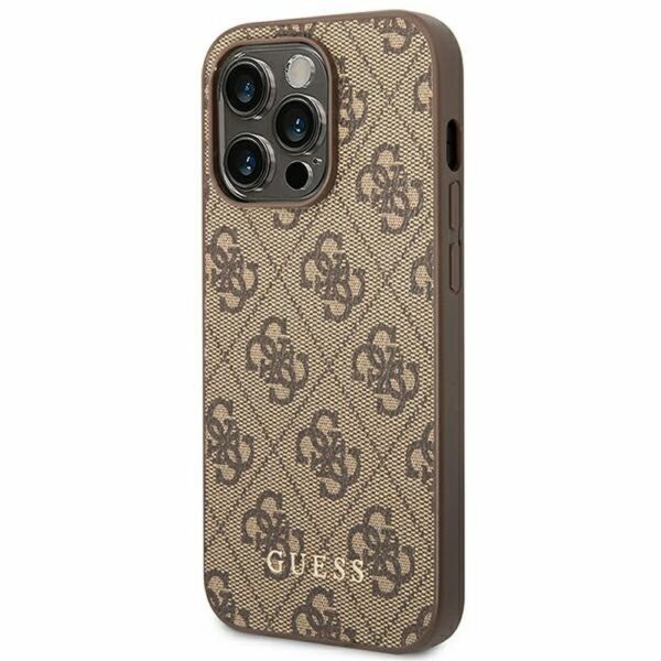 GUESS case for IPHONE 14 Pro Max GUHCP14XG4GFBR (4G Gold Logo) brown