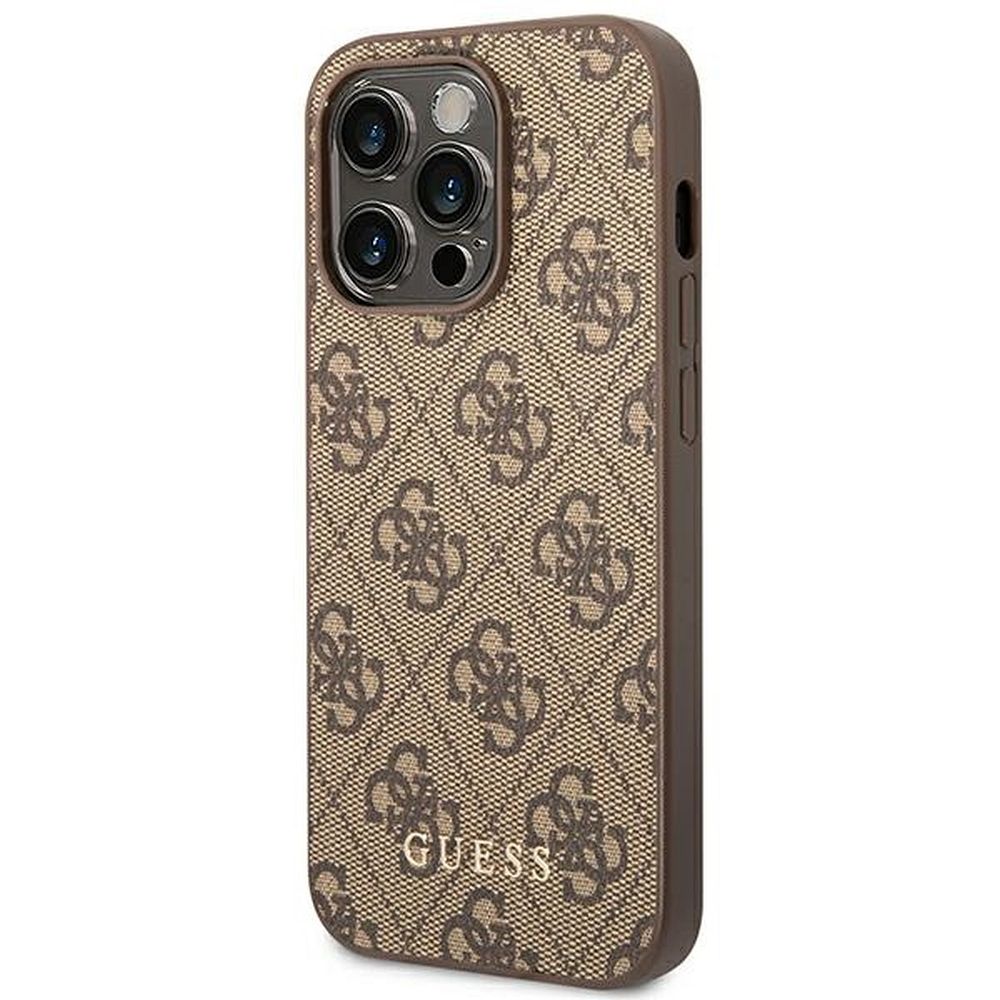 GUESS case for IPHONE 14 Pro Max GUHCP14XG4GFBR (4G Gold Logo) brown