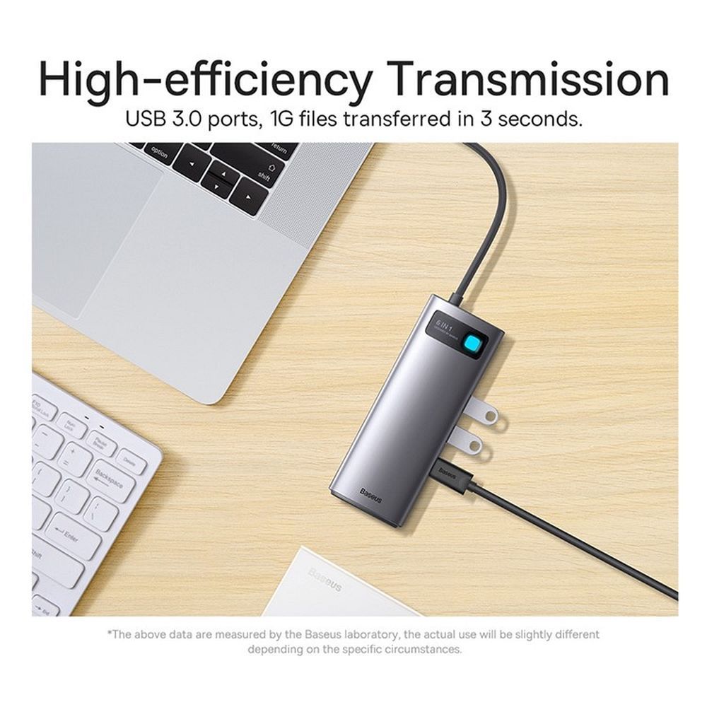 BASEUS adapter HUB 6in1 Type C WKWG030213/BS-OH042 0,15 m gray