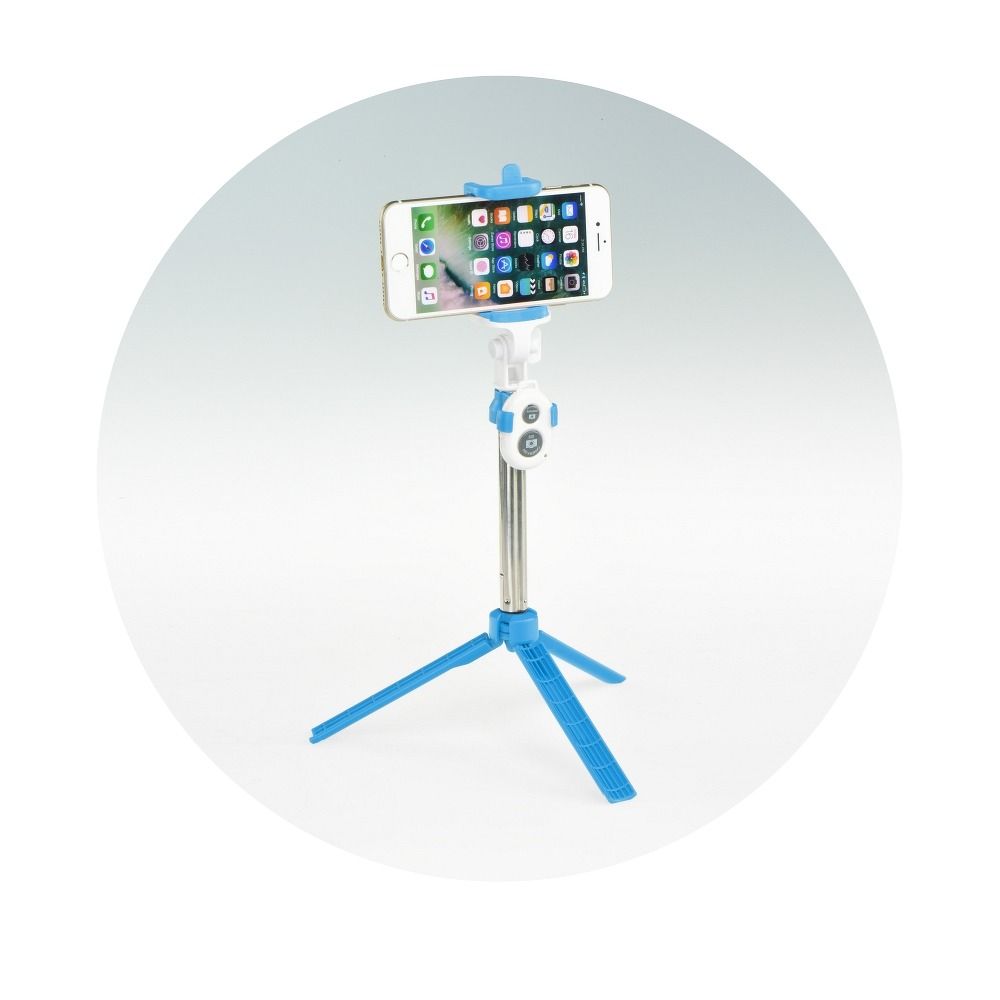 9935f6d0c617239c15d8a6998dddf35e Selfie stick with wireless remote control tripod blue