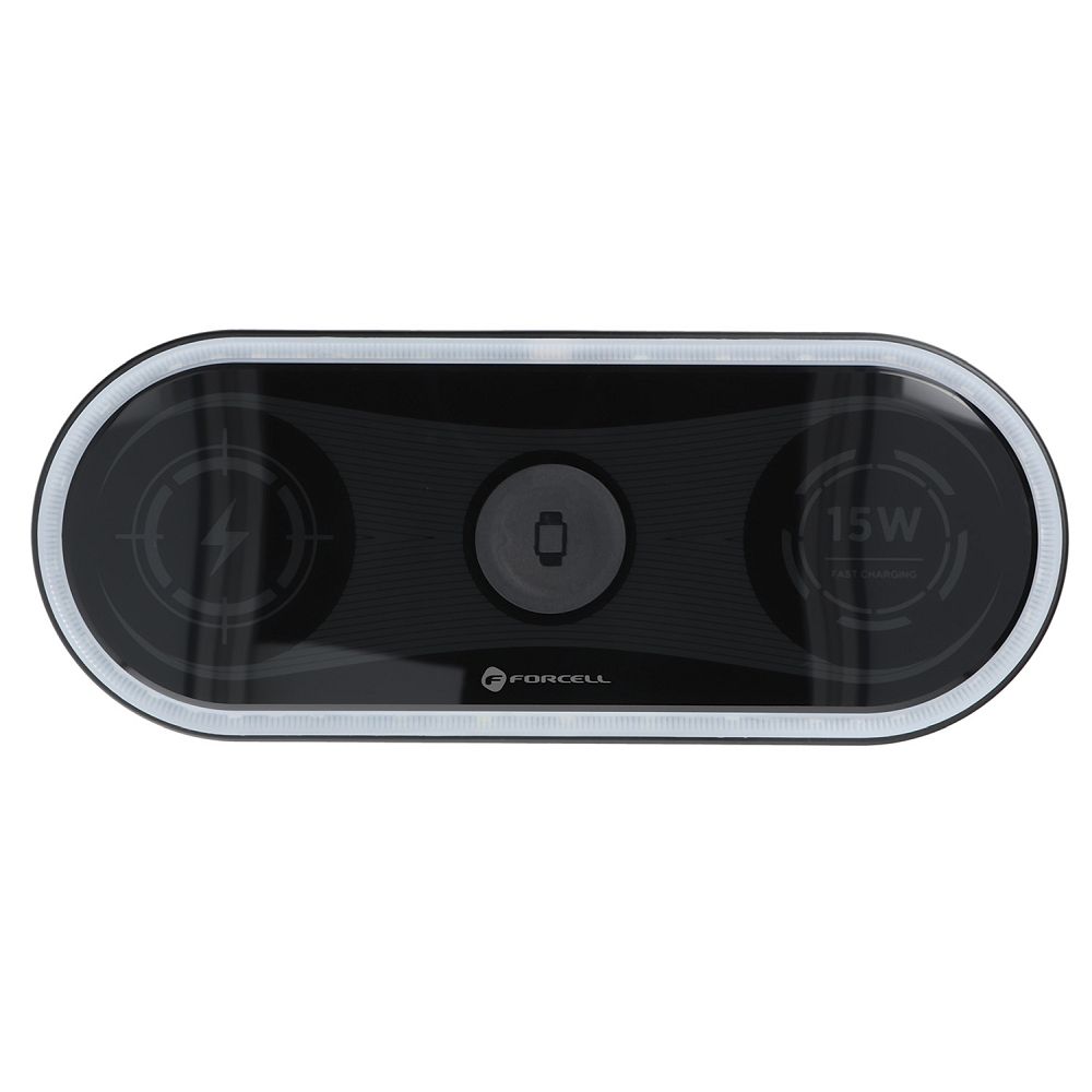 FORCELL F-ENERGY Ellipse wireless charger 3in1 compatible with Apple Qi QC 15W black