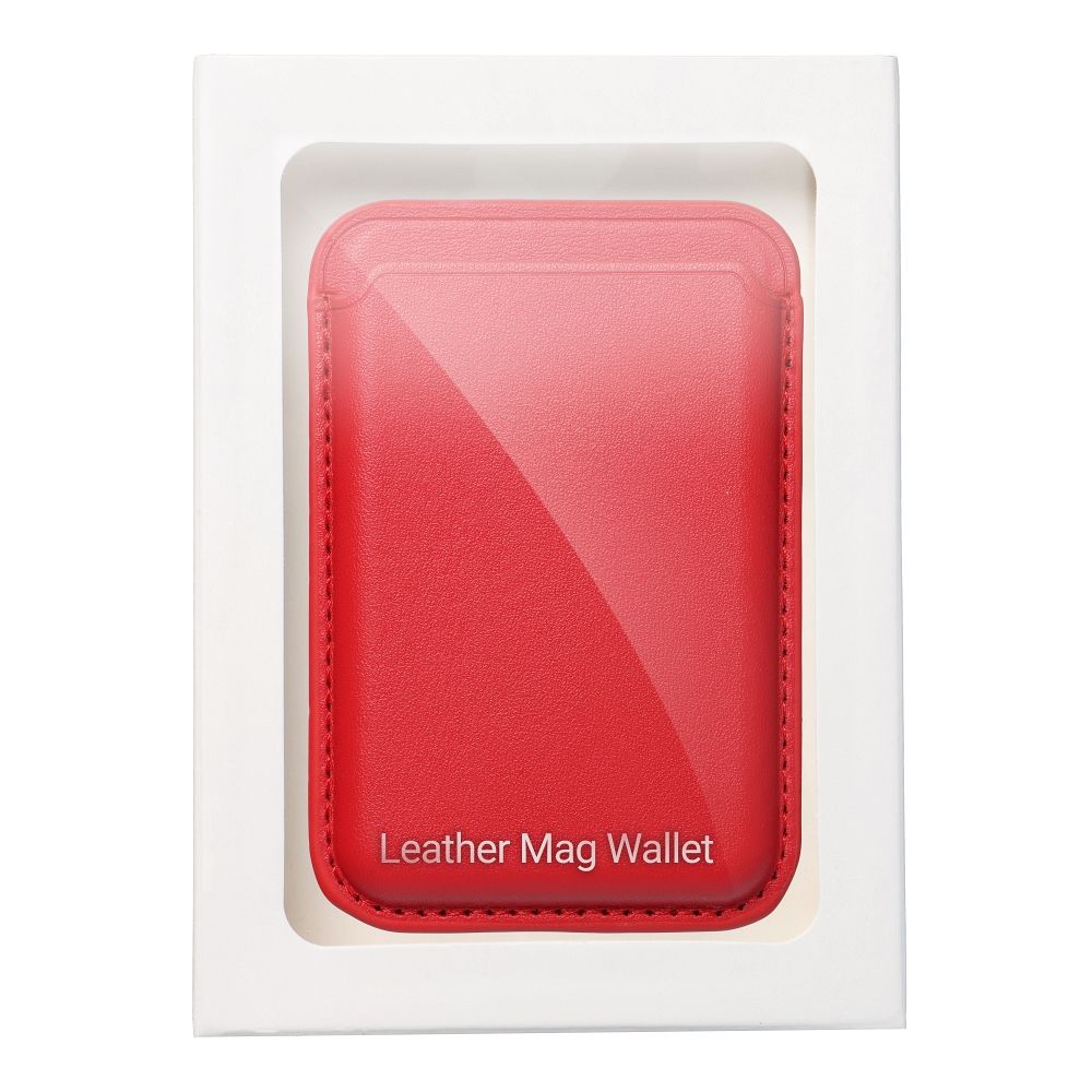 LEATHER MAG WALLET compatible with MagSafe red