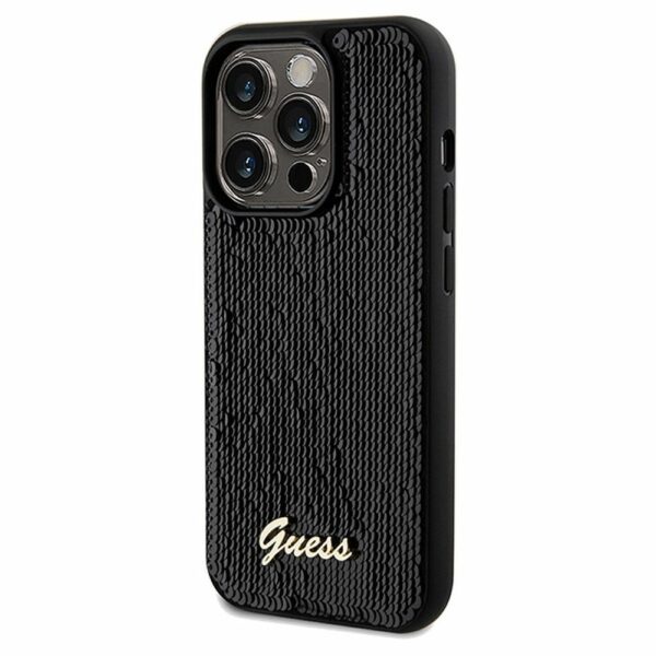 GUESS case for IPHONE 14 Pro GUHCP14LPSFDGSK (Sequin Script Metal) black