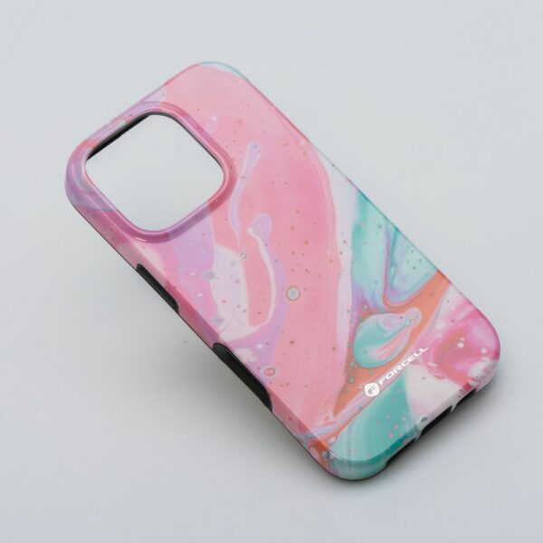 FORCELL F-PROTECT Mirage, Military Drop-Tested case compatible with MagSafe for IPHONE 15 pink marble