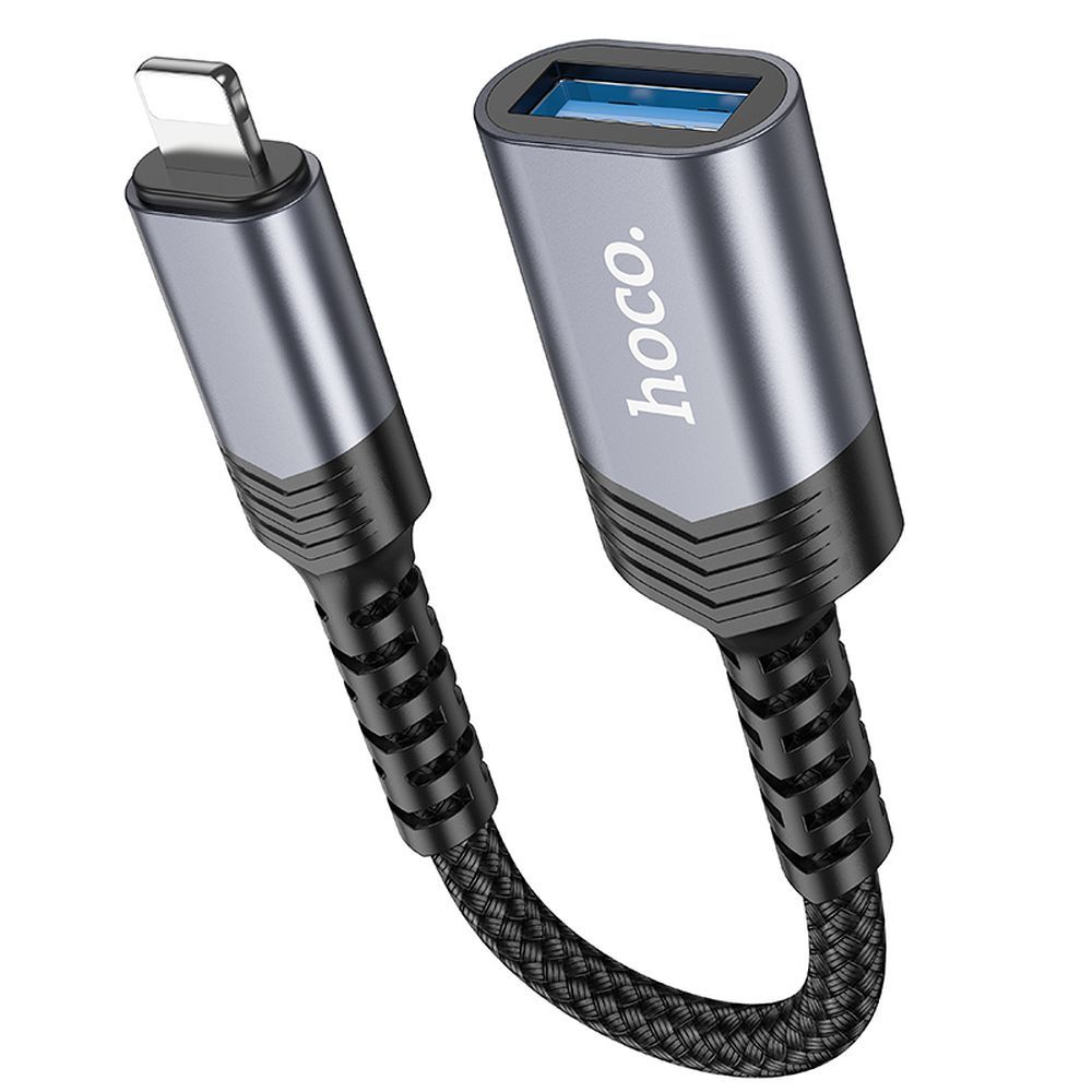 HOCO adapter iPhone Lightning 8-pin (male) to USB (female) 3.0 UA24 black