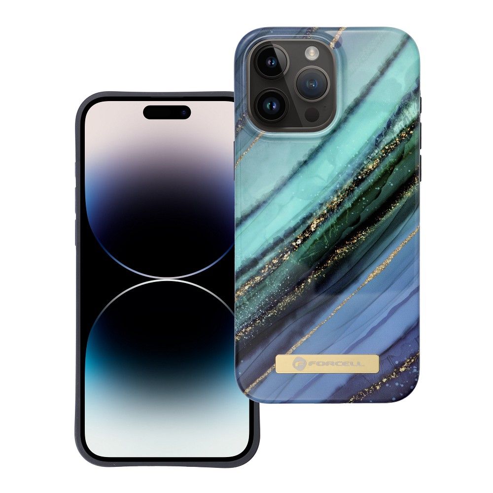 FORCELL F-PROTECT Mirage case compatible with MagSafe for IPHONE 15 Pro Max jade marble