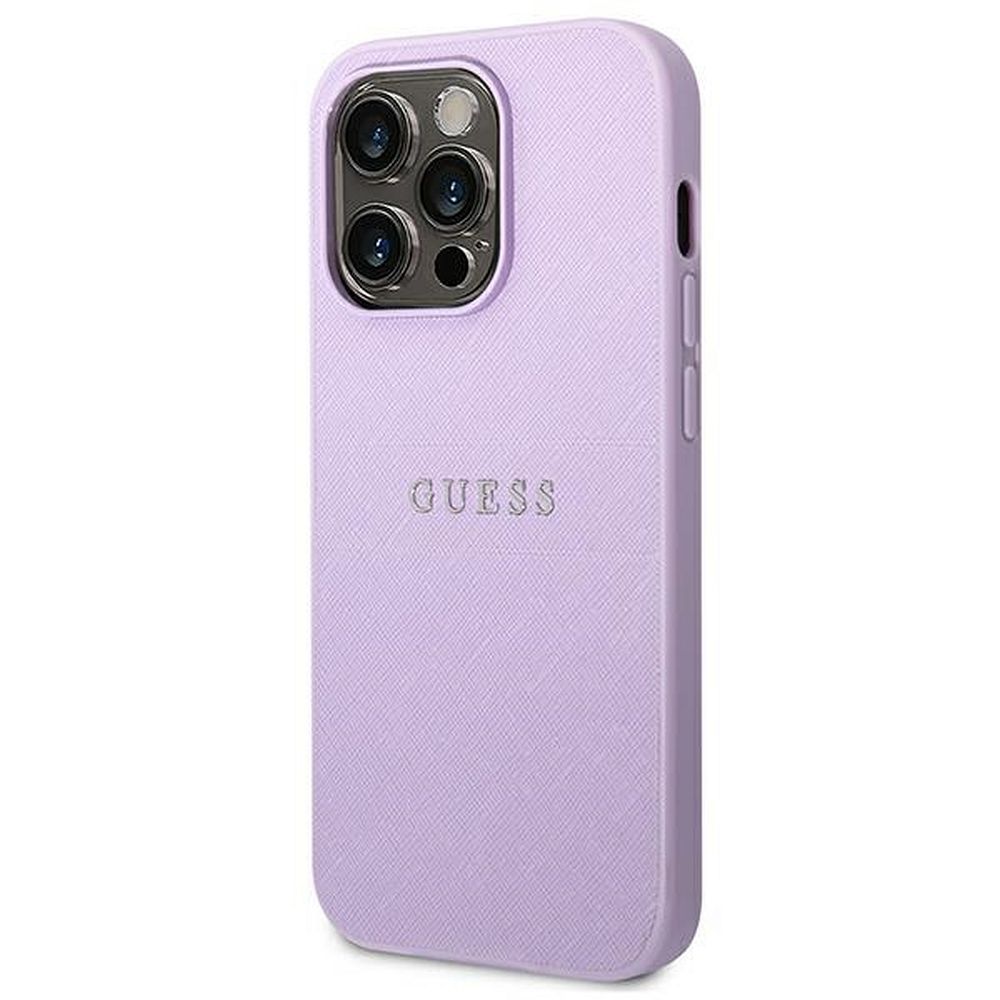 GUESS case for IPHONE 14 Pro GUHCP14LPSASBPU (Saffiano With Metal Logo) purple