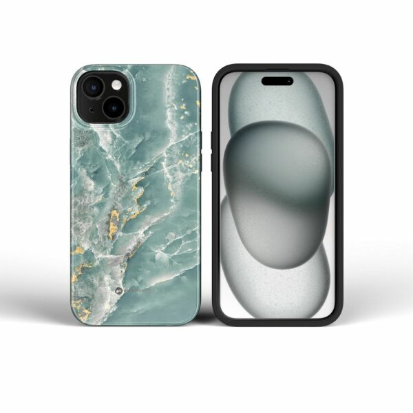 FORCELL F-PROTECT Mirage, Military Drop-Tested case compatible with MagSafe for IPHONE 15 green marble