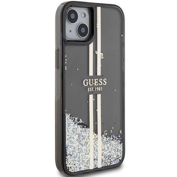 GUESS case for IPHONE 15 GUHCP15SLFCSEGK (Liquid Glitter Gold Stripes) black