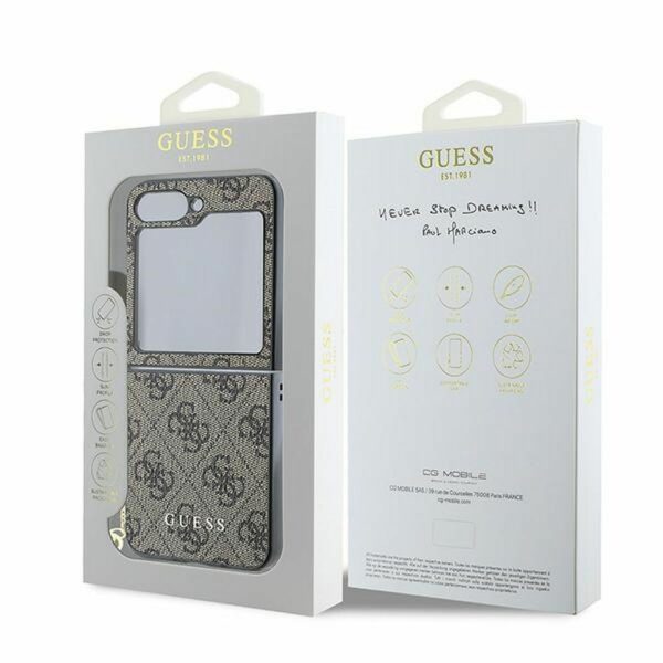 GUESS case for SAMSUNG Z Flip 6 GUHCZF6GF4GBR (HC PU 4G Charm) brown
