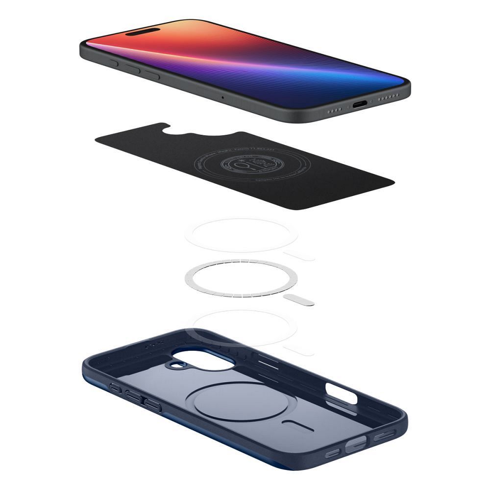 SPIGEN case THIN FIT MAG compatible with MagSafe for IPHONE 16 navy blue