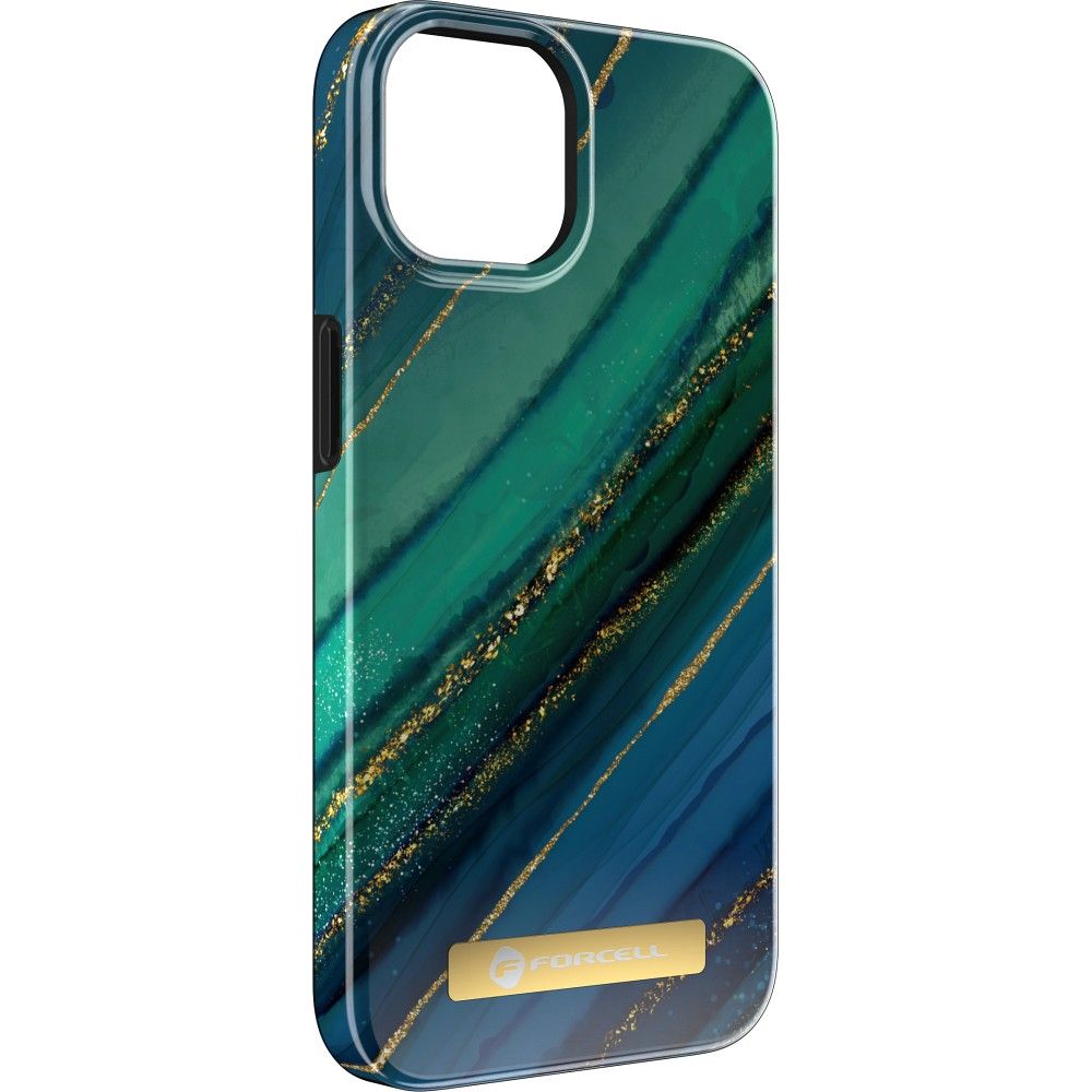 FORCELL F-PROTECT Mirage case compatible with MagSafe for IPHONE 15 Pro Max jade marble