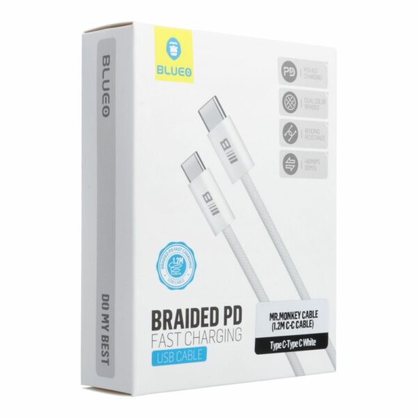 BLUEO cable Type C to Type C QC4.0 60MB/S PD60W 1,2 m white