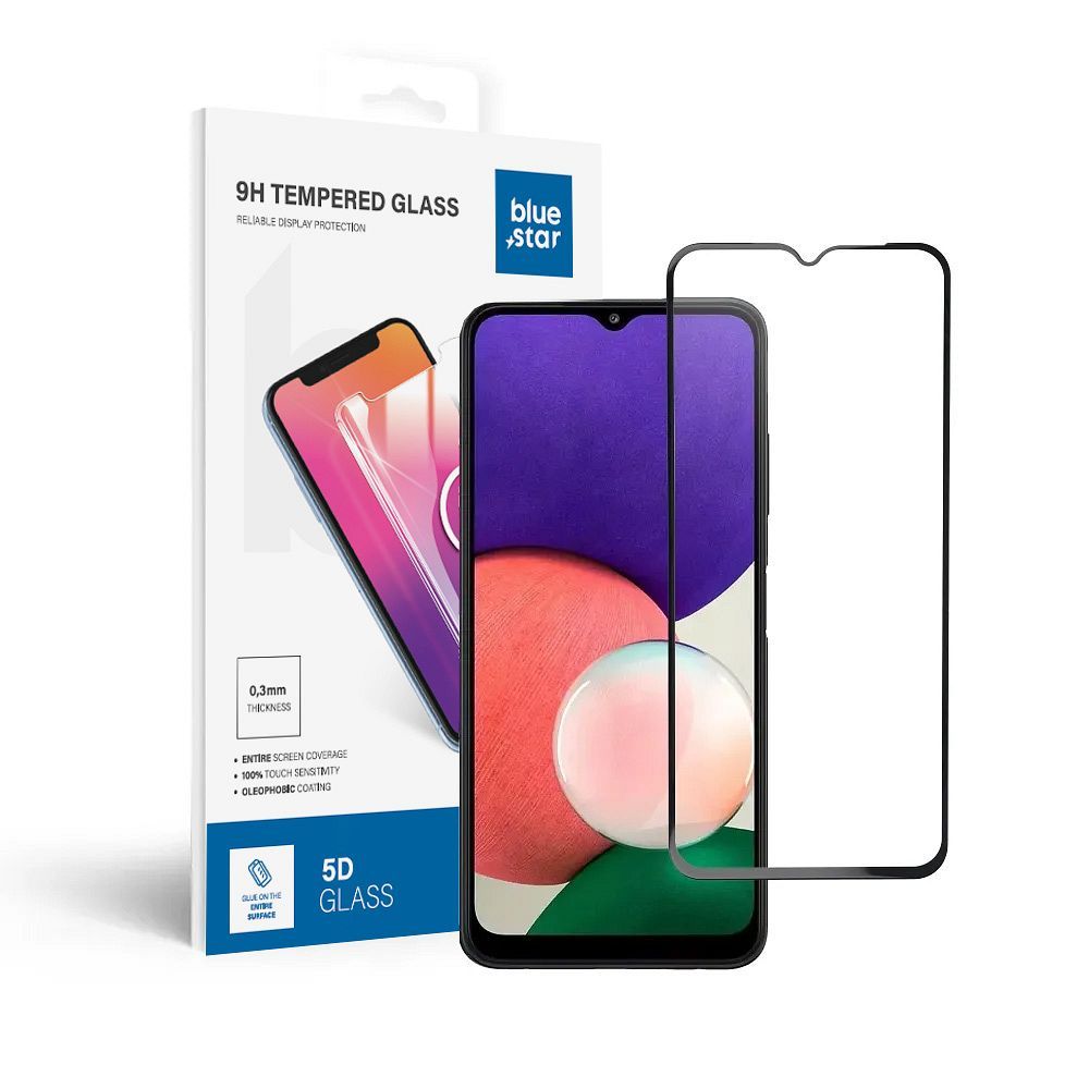 9e8b5528b9bcc46b4e7bb0631124e466 Tempered Glass Blue Star - SAMSUNG A22 5G Full Face (full glue with frame/small size) - black Tempered Glass Blue Star