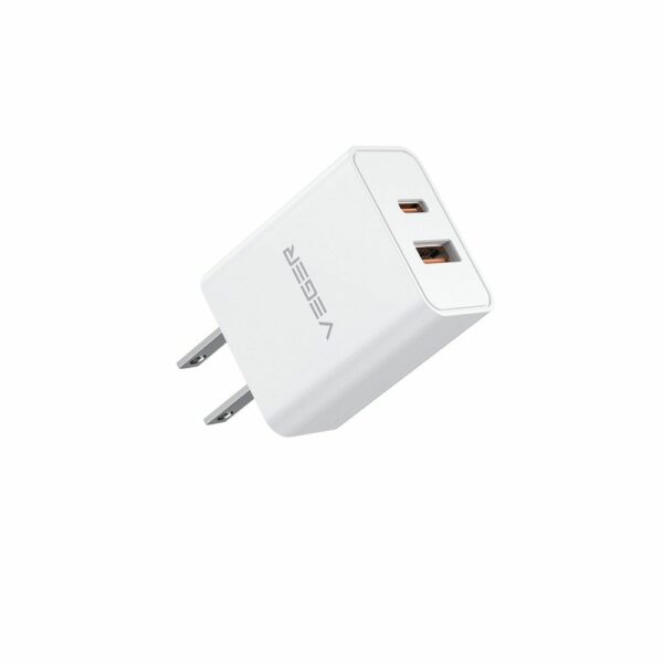 VEGER travel charger USB A + Type C PD QC3.0 3A 30W VLS302U white