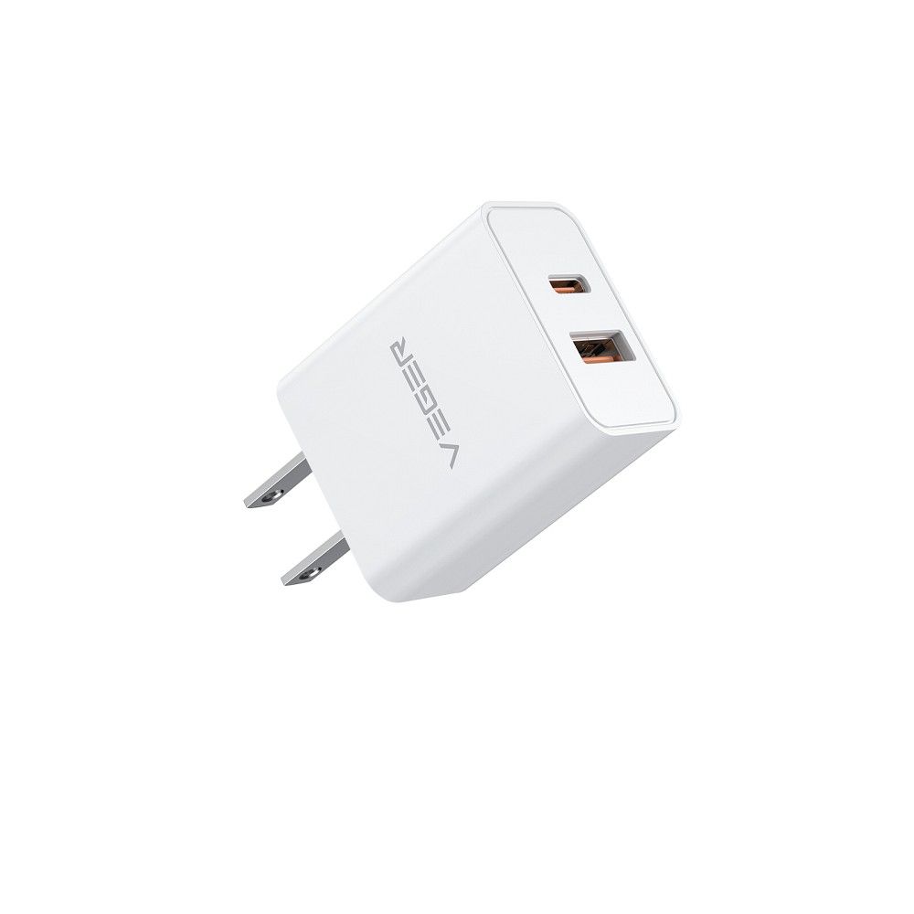 VEGER travel charger USB A + Type C PD QC3.0 3A 30W VLS302U white