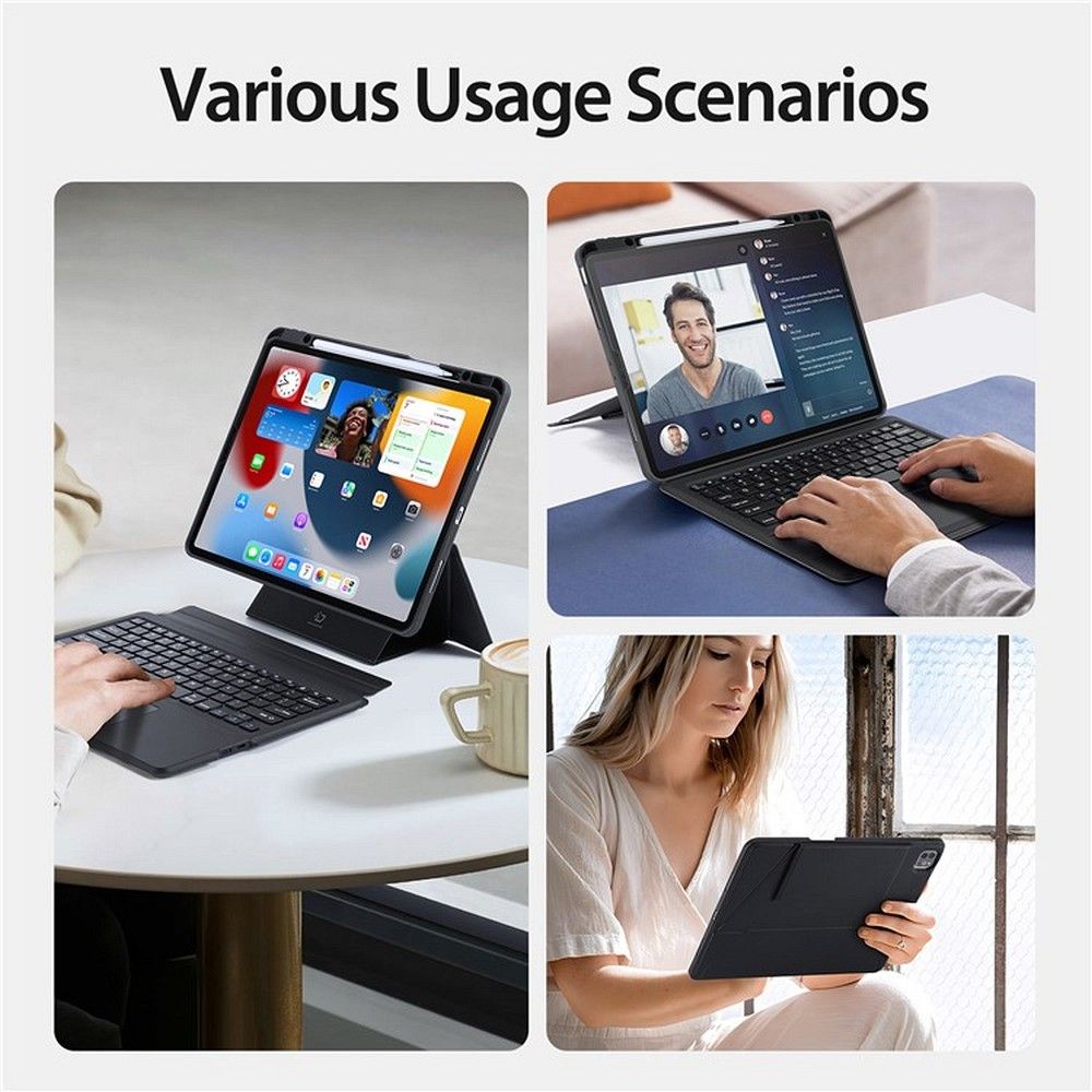 DUX DUCIS case DK foldable with Wireless Keyboard for iPad Air 13 (2024)/Pro 12.9 (2020/2021/2022) black