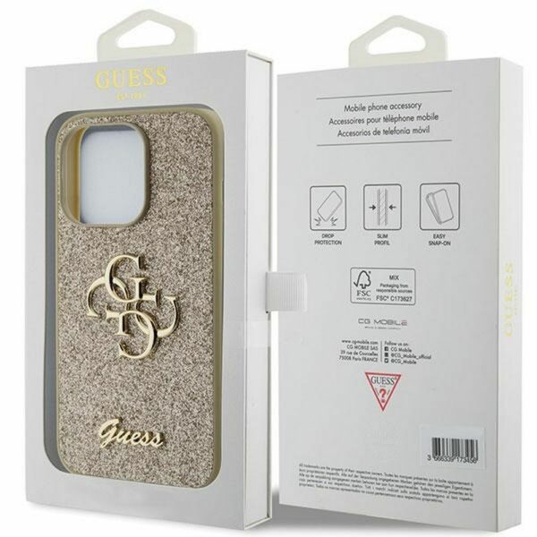 GUESS case for IPHONE 15 Pro Max GUHCP15XHG4SGD (Fixed Glitter Big 4G) gold